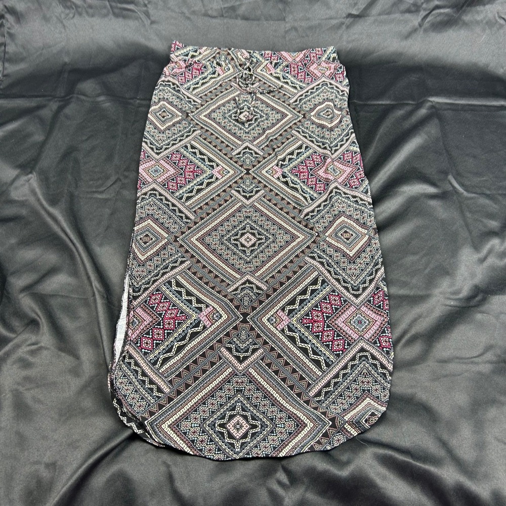 Bobbie Brooks Geometric Print Maxi Skirt Womens Medium Multicolor Boho Slit